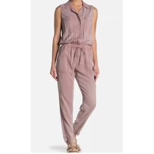 Young Fabulous & Broke Womens Tencel Collared Jumpsuit Rose Pink Size Small